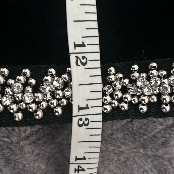 Zara Black Velvet with Rhinestone Mini Skirt Size Medium NWT - Picture 7 of 7